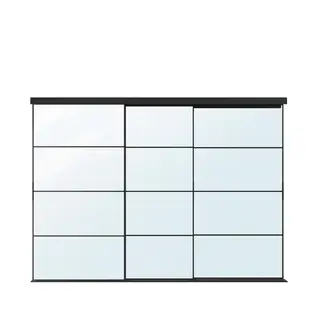 SKYTTA / AULI sliding door combination, black/mirror glass, Height 204.5 x Width 276 cm