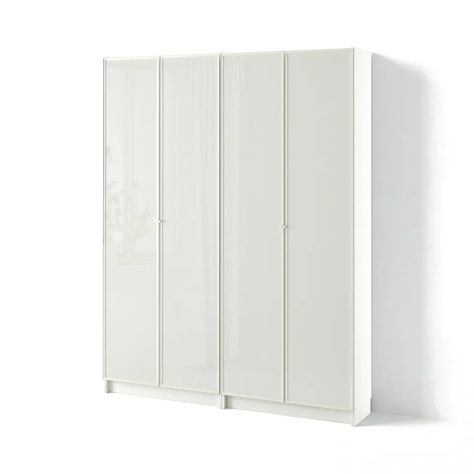 BILLY / HÖGBO Bookcase combination w glass doors, white, 160x202 cm