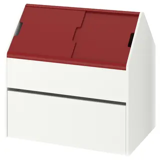 VITBJÖRN storage unit with drawer, white/red, 80x55x78 cm