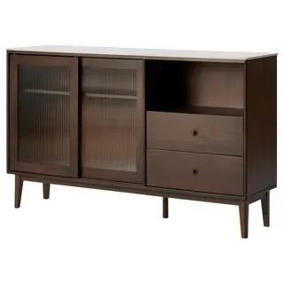 PRAKTSPORRE sideboard, dark brown/high pressure porcelain, Depth 40.0 x Height 91.0 x Width 150.0 cm