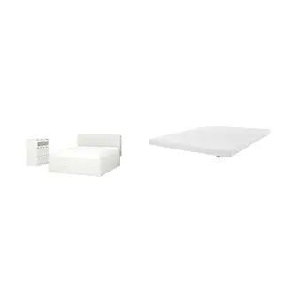 BRIMNES/ÅRBERGET Bed with 8cm thick mattress, latex,5 comfort zones, medium firm
