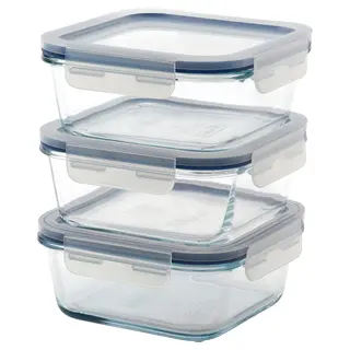 IKEA 365 + food container with lid, square/glass, 600 ml