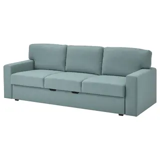 BÅRSLÖV 3-seat sofa-bed, Tibbleby light grey-turquoise, Depth 109 x Height 75 x Width 236 cm