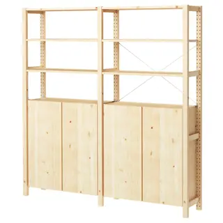 IVAR 2 sections/shelves/cabinet, pine, 174x30x179 cm