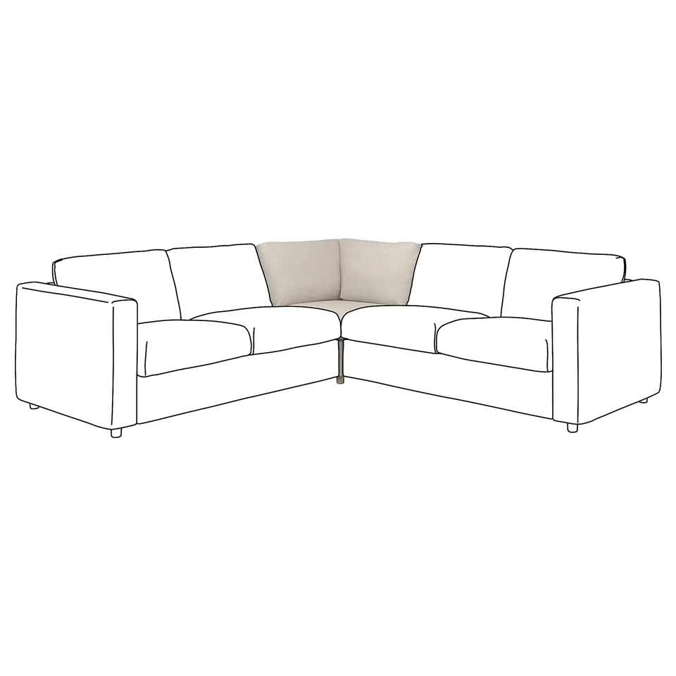 VIMLE sofa: modern, light beige, l-shape, clean lines, removable cover.