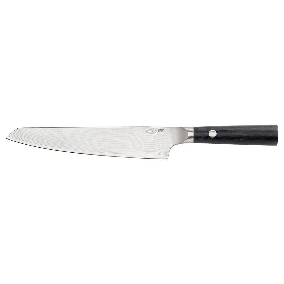 FJÄLLRÖDING Cook's knife, damascus steel/black, 22 cm