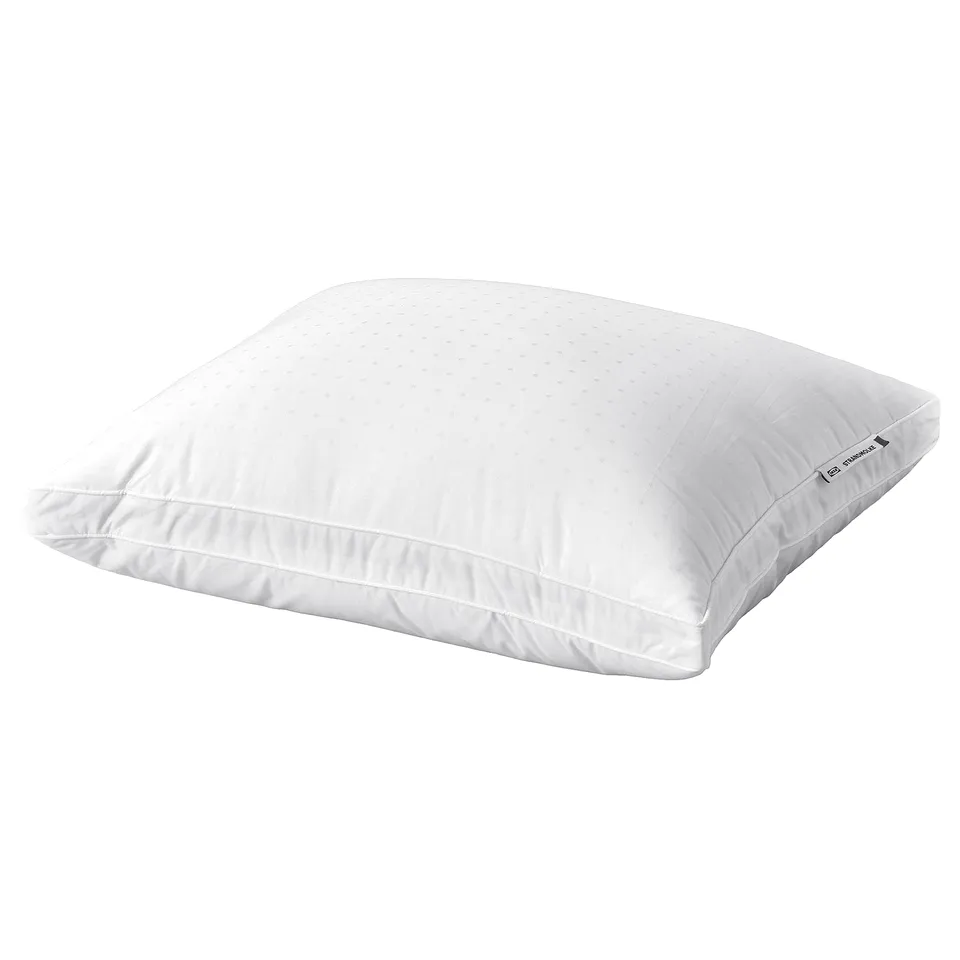White square pillow with dobby cotton, double piping, recycled polyester filling.