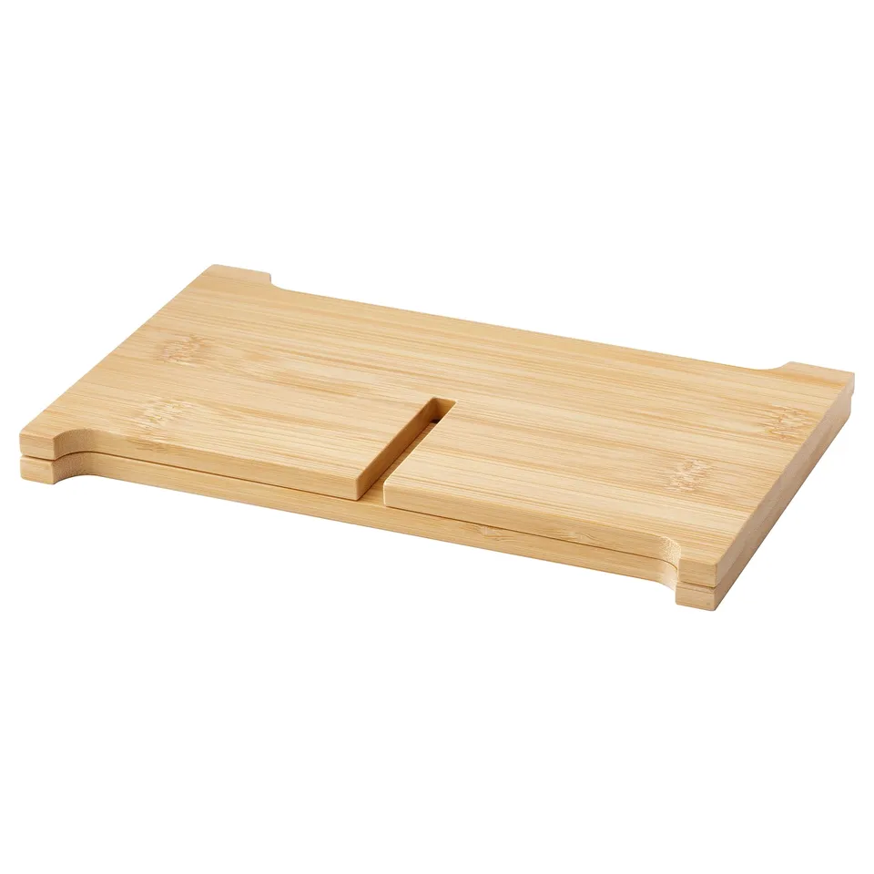 Wooden ÖGONTRÖST jar stand, foldable, elevates containers.