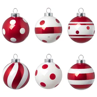 VINTERFINT tree ornament, mixed patterns/red/white, 6 cm