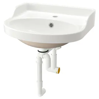 RUTSJÖN semi-recessed wash-basin w watr trp, white, 50x44 cm