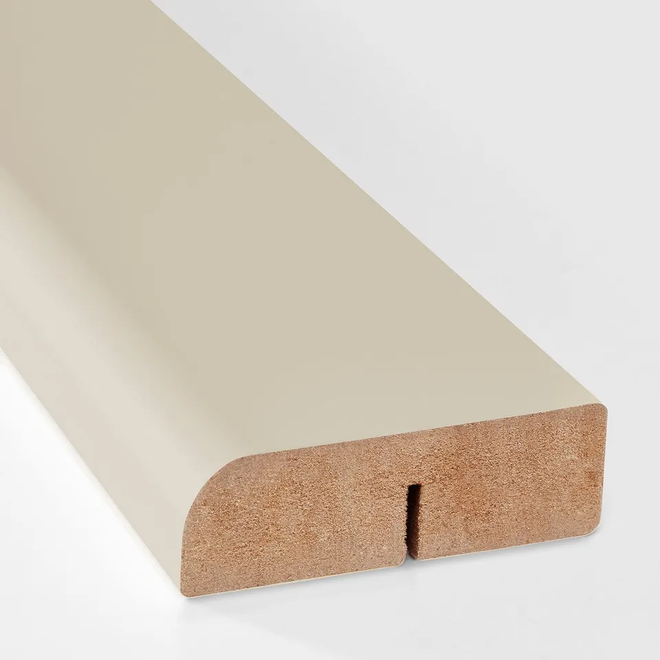 Smooth beige HAVSTORP trim, quality finish, clean lines.