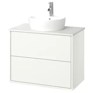 HAVBÄCK / TÖRNVIKEN wash-stnd w drawers/wash-basin/tap, white/white marble effect, Width 82.0 x Depth 49.0 x Height 78.8 cm