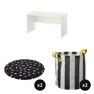 LASTARE/NICKY/PUGGEHATT set: bench + seat pad x2 + storage bag x2