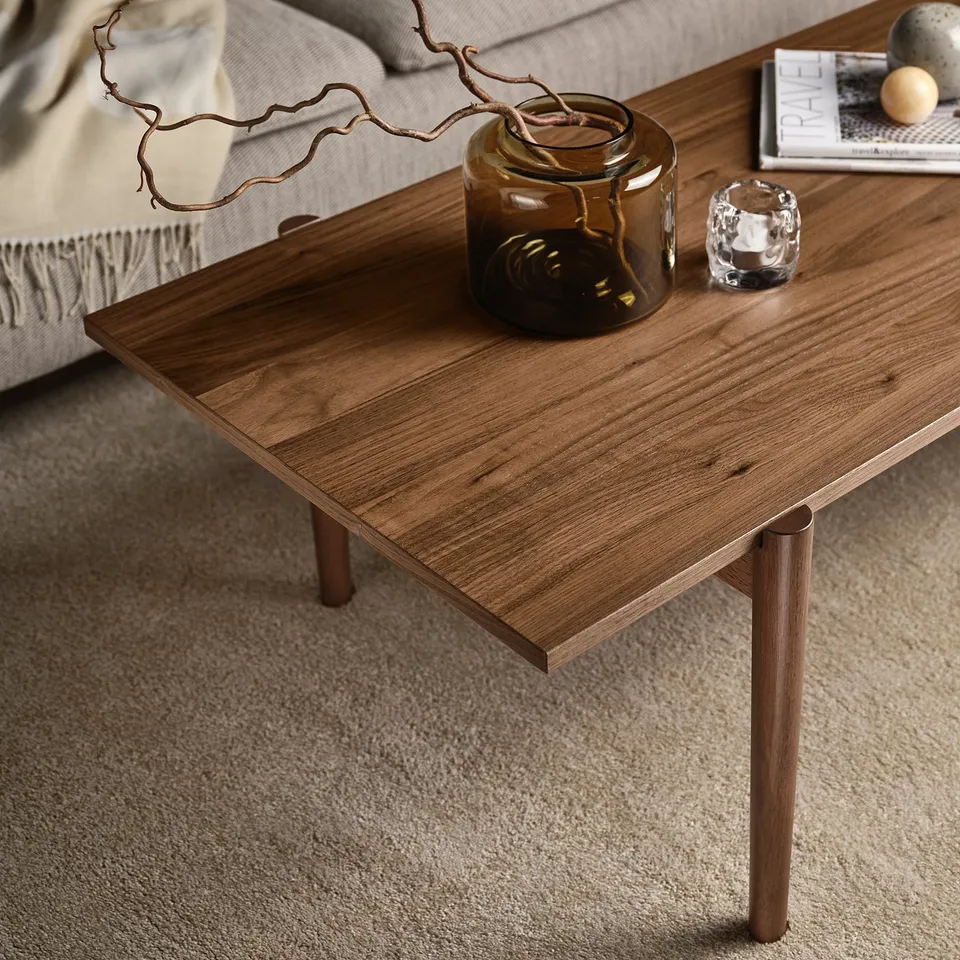 UGGLERUM Coffee table, walnut veneer, 130x65 cm