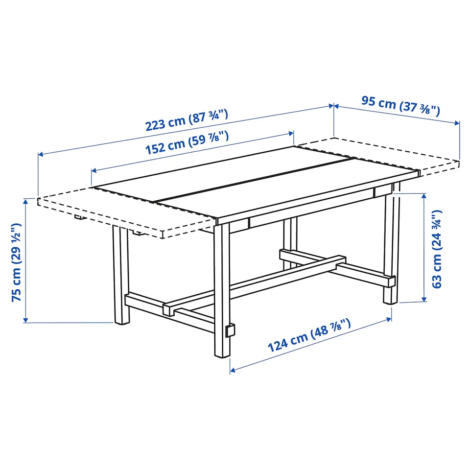 part: NORDVIKEN / SKOGSTA table and 4 chairs