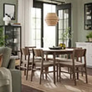 SKANSNÄS set: extendable table + chair x6
