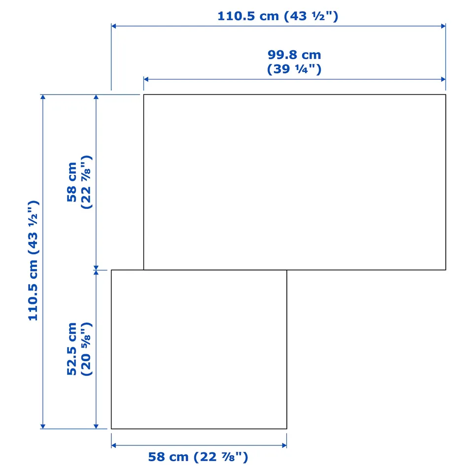 Illustration with measurements for the product: PAX.