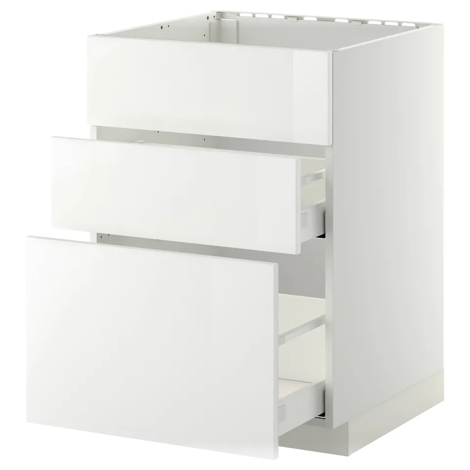 White METOD kitchen cabinet with smooth, modern drawers.