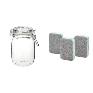 KORKEN/SVAMPIG set: jar with lid + sponge