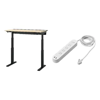 KOPPLA/MITTZON set: desk sit/stand + 4-way socket with 2 USB ports