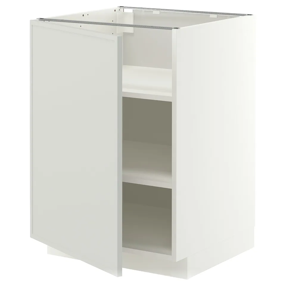 METOD Base cabinet with shelves, white/Aspudden light grey, 60x60x80 cm