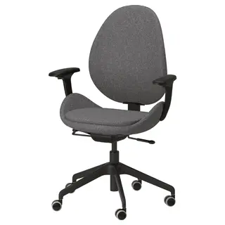 HATTEFJÄLL office chair with armrests, Gunnared dark grey/black, Width 68 x Depth 68 cm