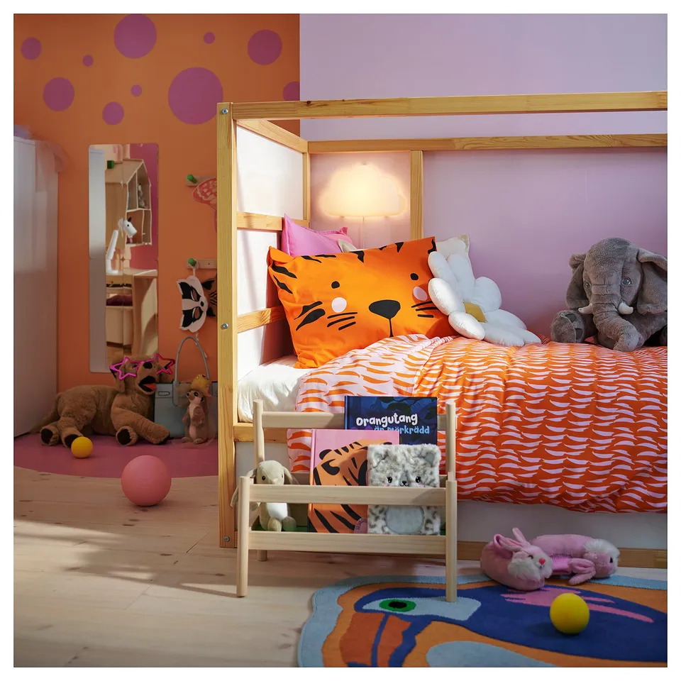 NATTHÄGER Duvet cover and pillowcase, orange/tiger, 150x200/50x80 cm
