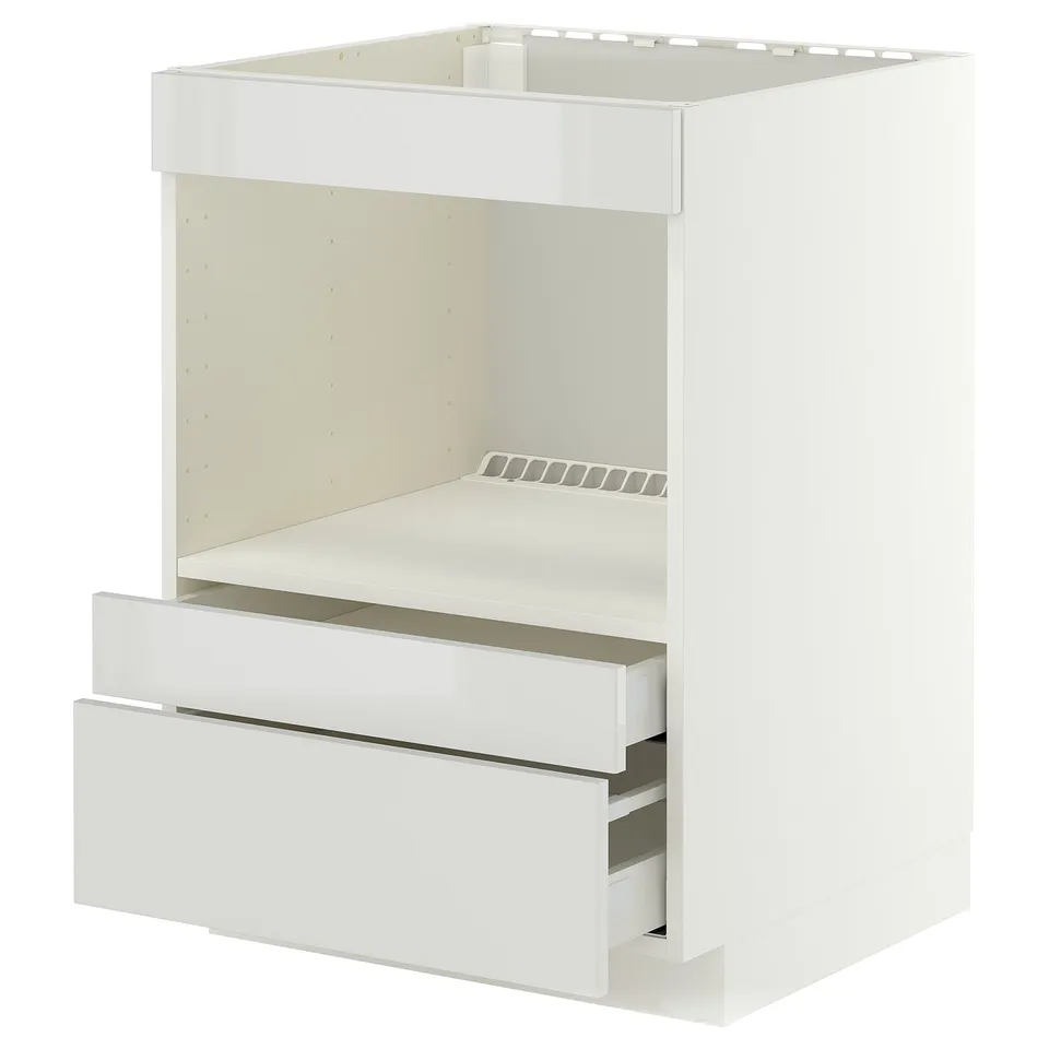 METOD / MAXIMERA Base cabinet f built-in appliances, white/Ringhult light grey, 60x60x80 cm