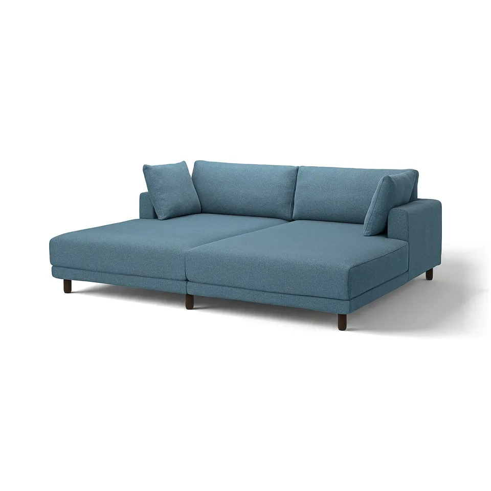 UPPÅKRA blue sofa, modern design, sink-in cushions, recycled materials.