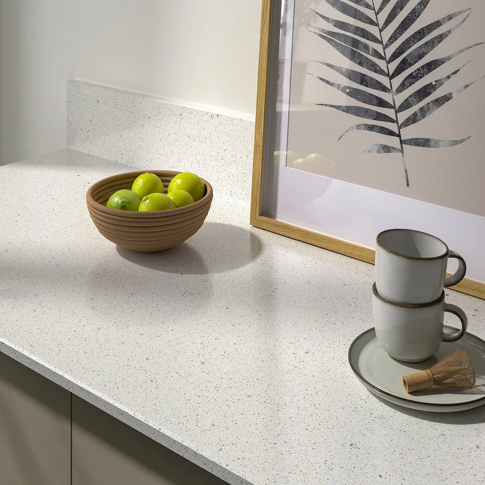 TÄRNHULT Custom made wall panel, off-white mineral effect/glass composite, 1 m²x2.0 cm