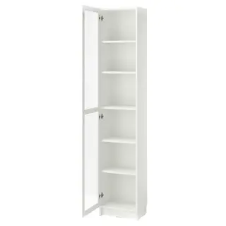 BILLY / OXBERG bookcase with glass door, white/glass, 40x30x202 cm