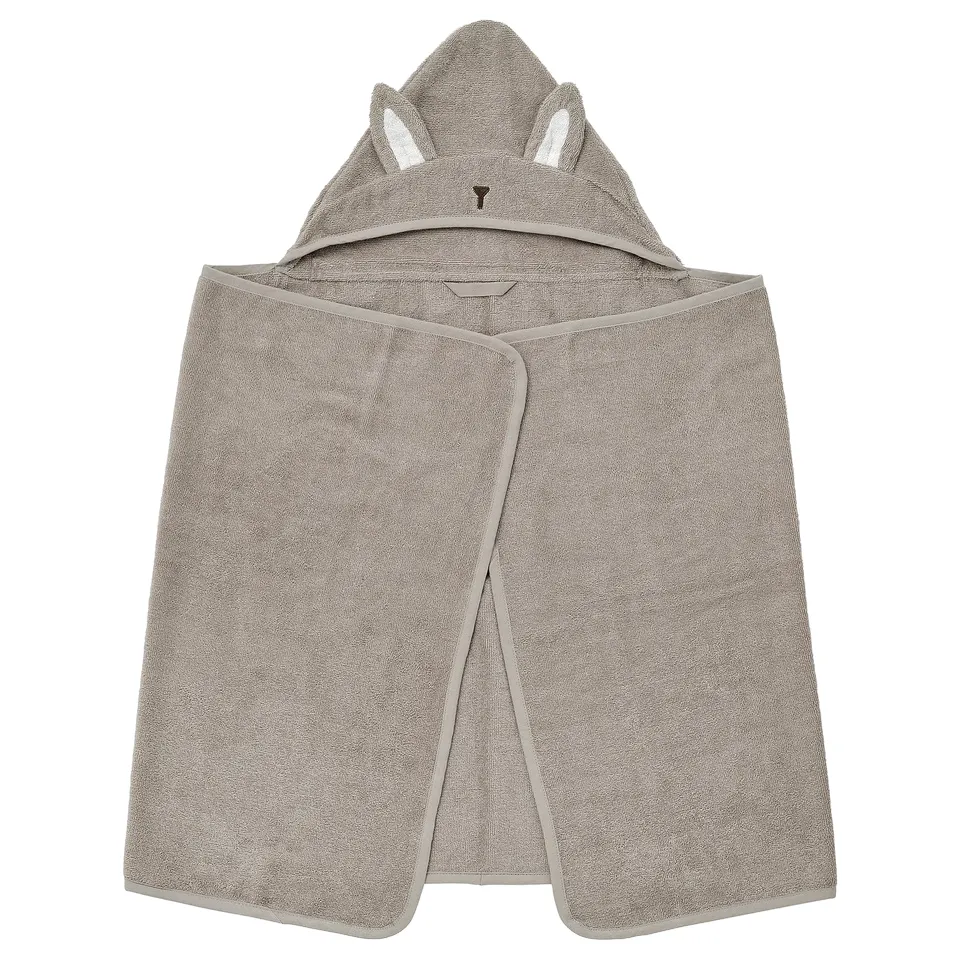 LEN Baby towel with hood, beige/bunny-shaped, 60x125 cm
