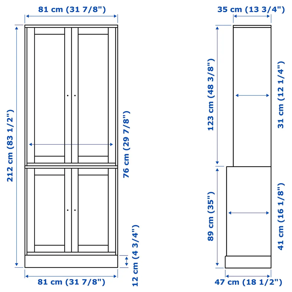 Illustration with measurements for the product: HAVSTA.