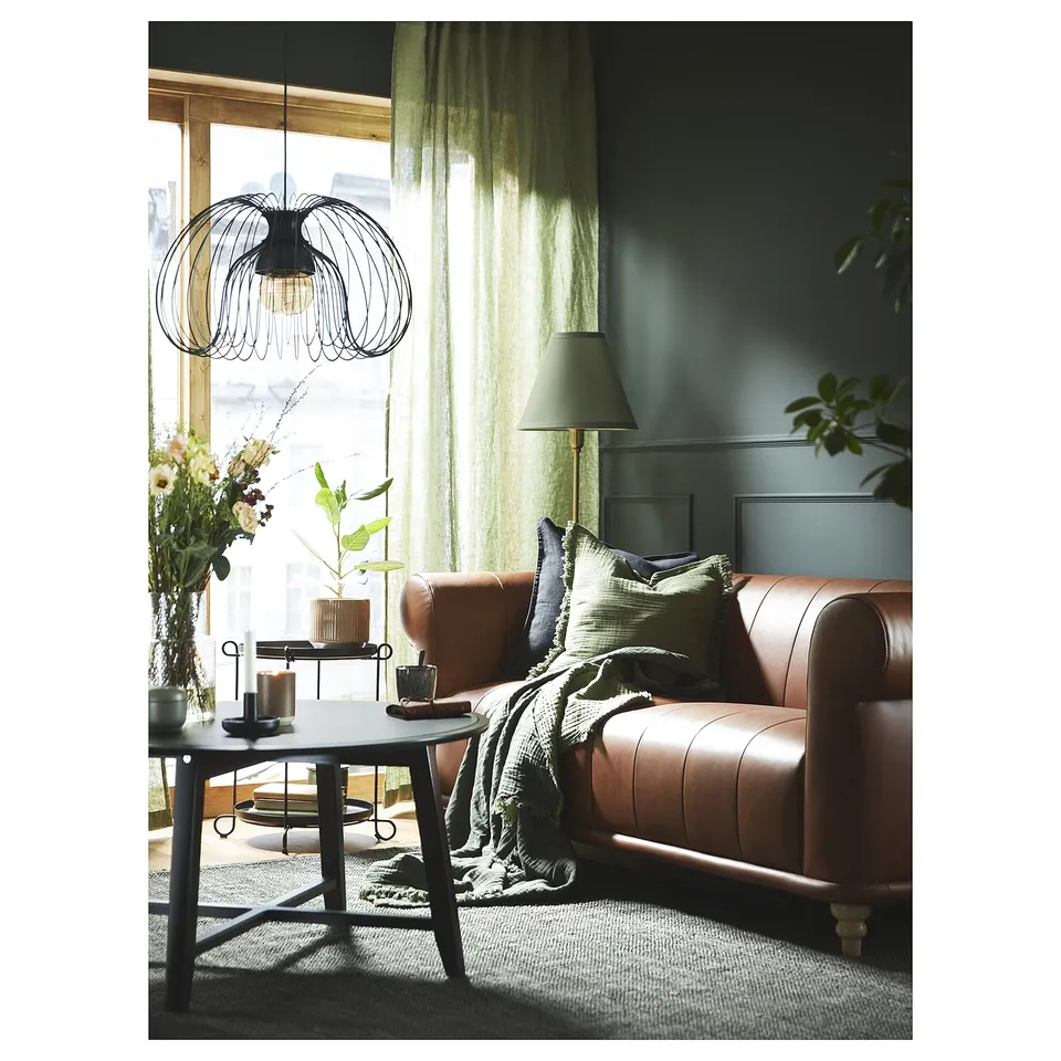 DYTÅG Curtains, 1 pair, grey-green/with heading tape, 145x250 cm