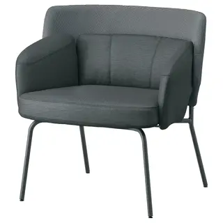 BINGSTA armchair, Vissle dark grey/Kabusa dark grey, Width 70 x Depth 58 x Height 76 cm