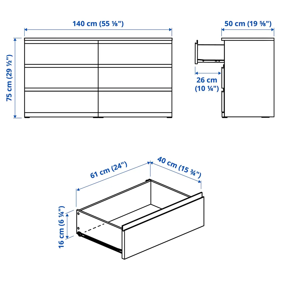 Illustration with measurements for the product: STORKLINTA.