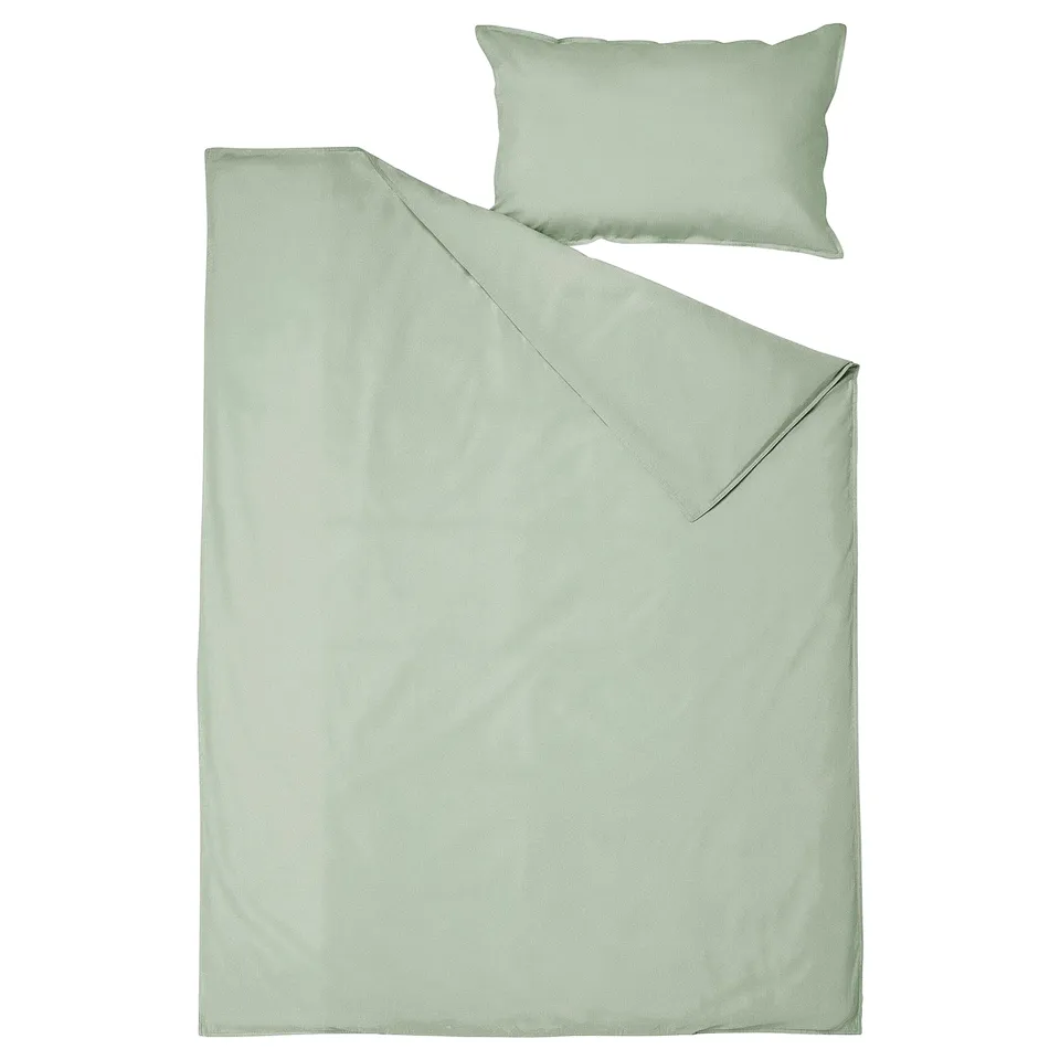 ÄNGSLILJA green bedding set: duvet & pillow in soft, recycled cotton with minimalist design.