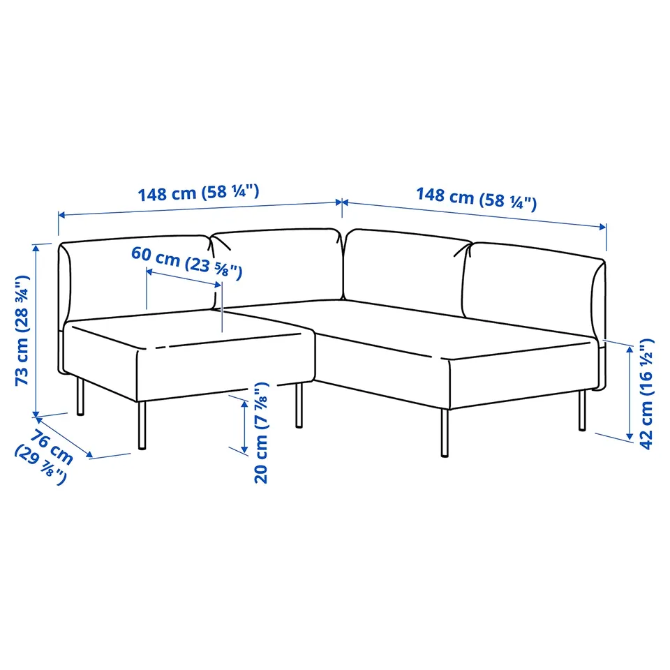 Illustration with measurements for the product: LILLEHEM.