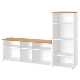 SKRUVBY TV storage combination, white, 216x38x140 cm