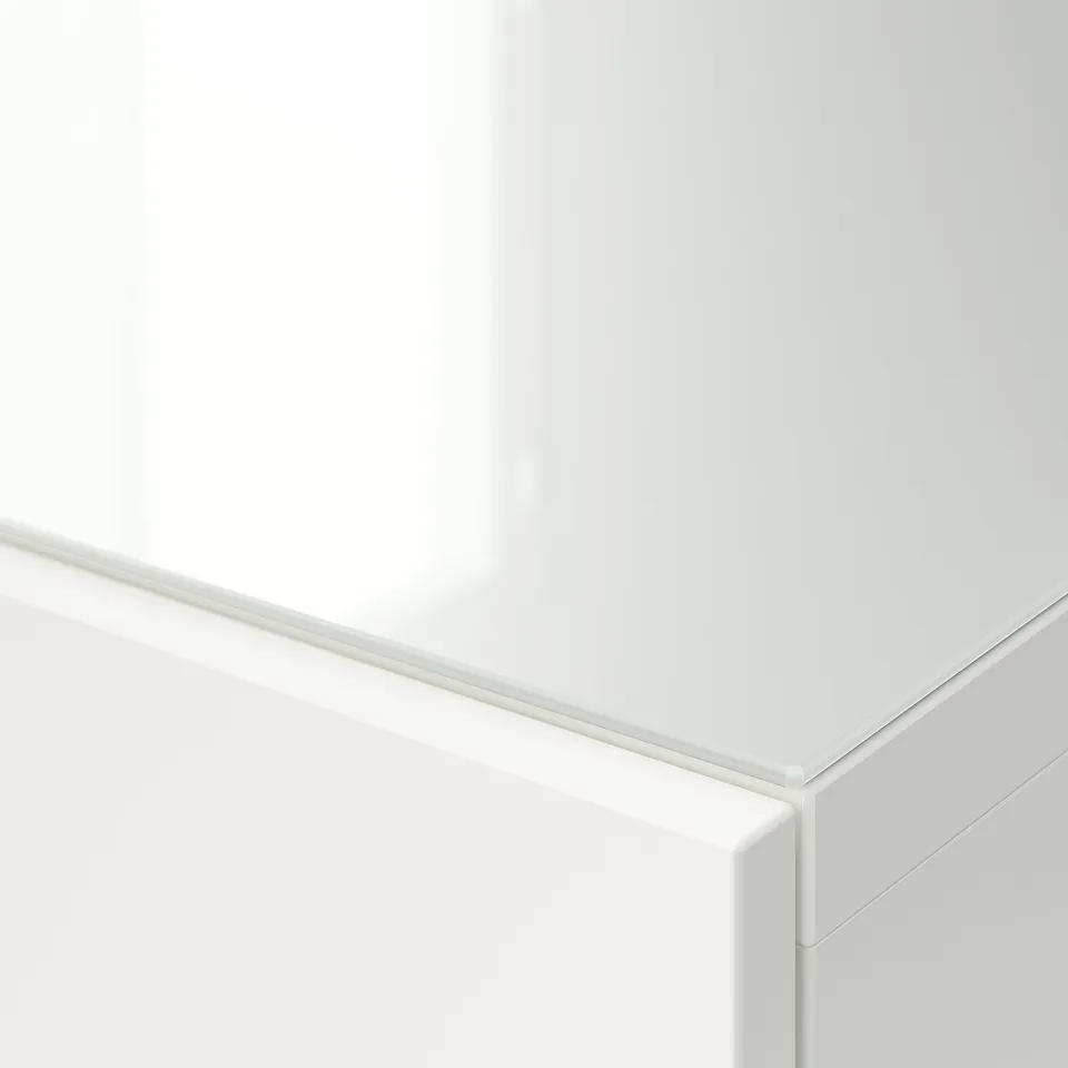 BESTÅ Top panel for TV, glass/white, 120x40 cm