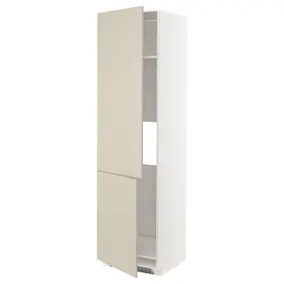METOD high cab f fridge/freezer w 2 doors, white/Havstorp beige, Width 60.0 x Depth 61.6 x Height 228.0 cm
