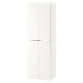 SMÅSTAD / PLATSA wardrobe, white white/with 2 clothes rails