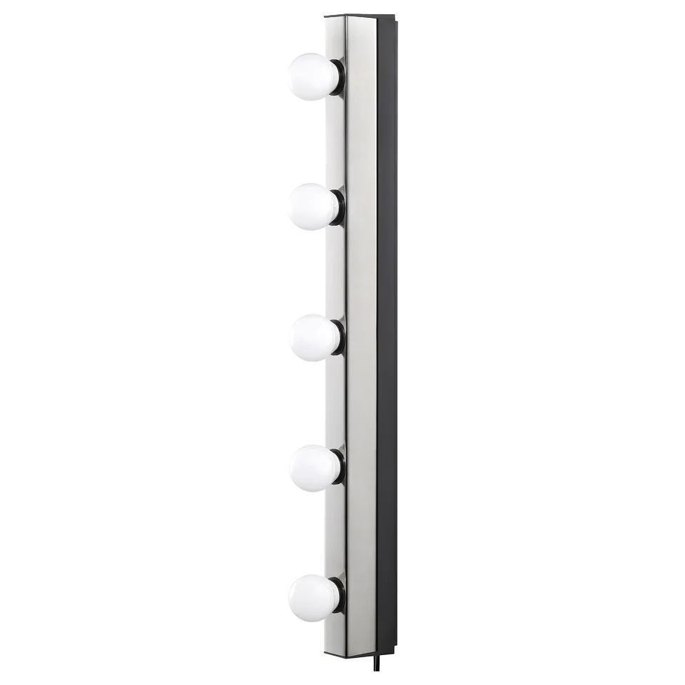 MUSIK lamp: 4 spherical bulbs, shiny steel frame, rectangular design.