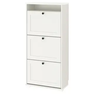BRUSALI shoe cabinet with 3 compartments, white, 61x30x130 cm