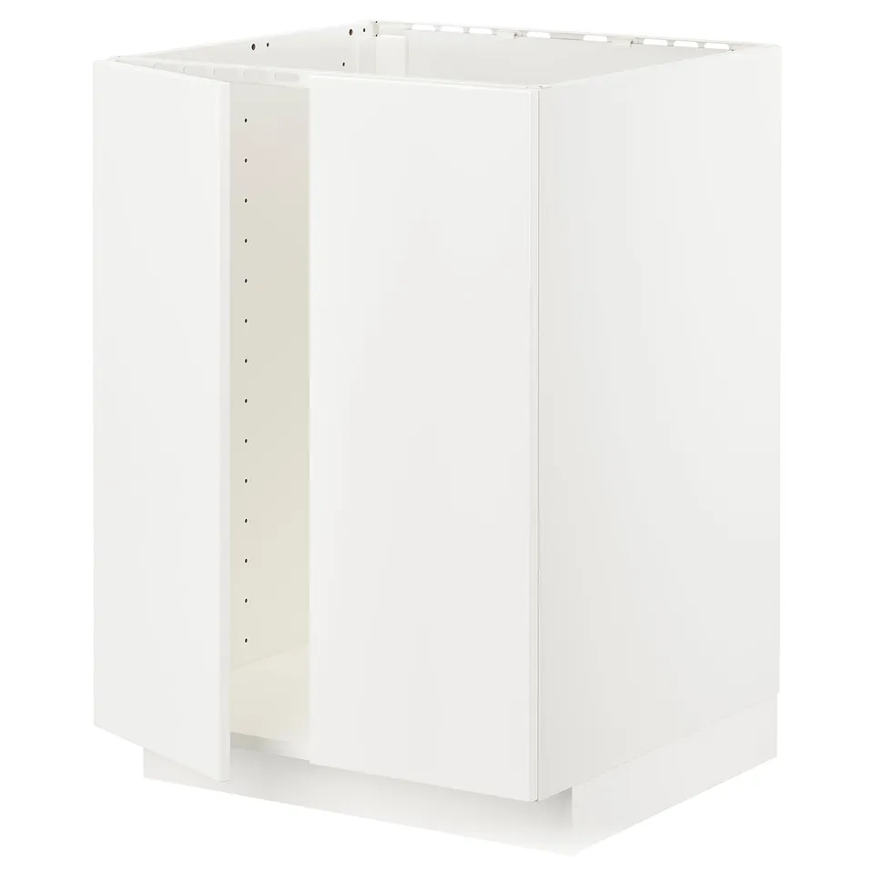 White kitchen cabinet frame, METOD system, square shape, minimalist design.