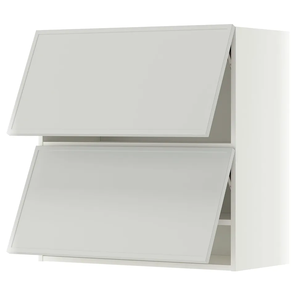 METOD Wall cabinet horizontal w 2 doors, white/Aspudden light grey, 80x37x80 cm