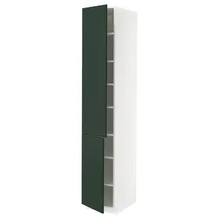 METOD high cabinet with shelves/2 doors, white/Havstorp deep green, 40x60x220 cm