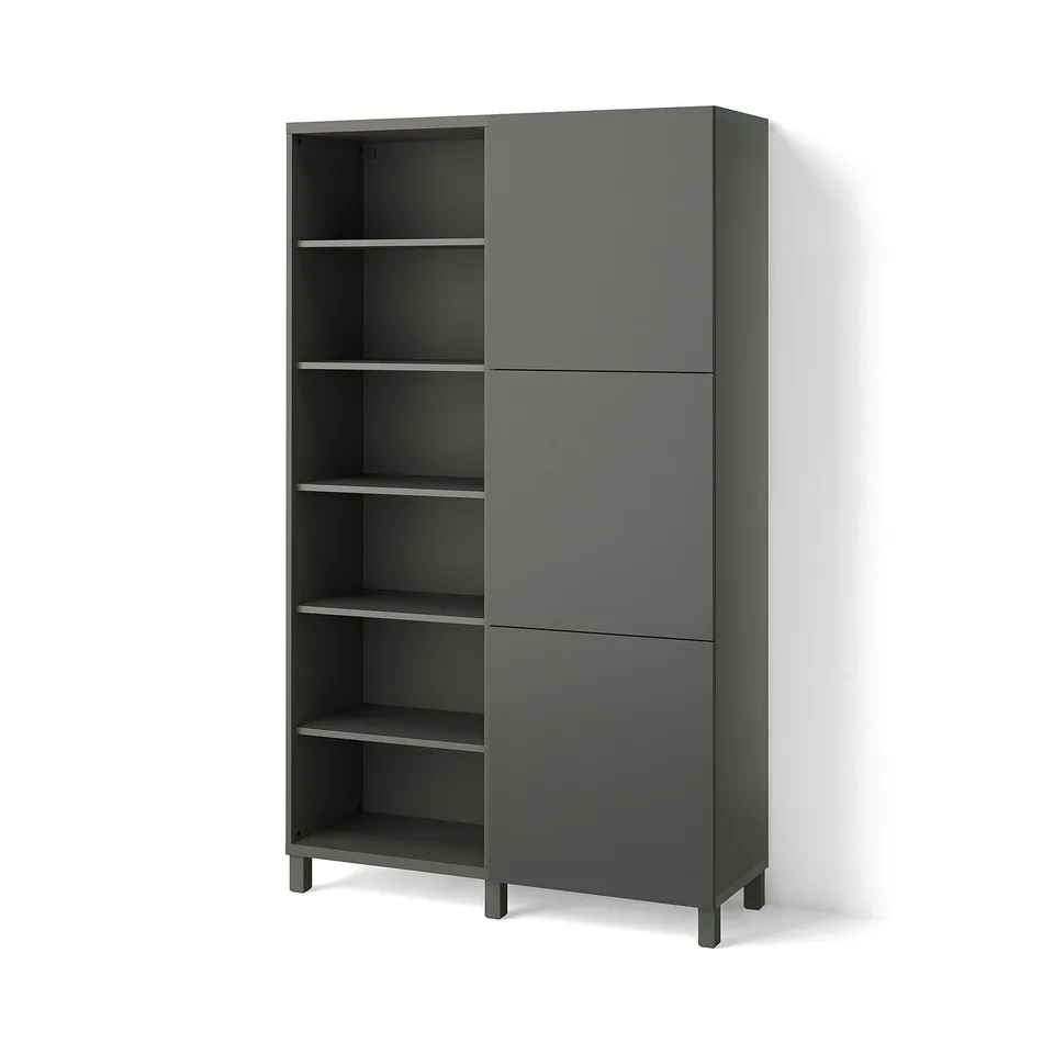 BESTÅ Storage combination with doors, dark grey/Lappviken/Stubbarp dark grey, 120x42x202 cm