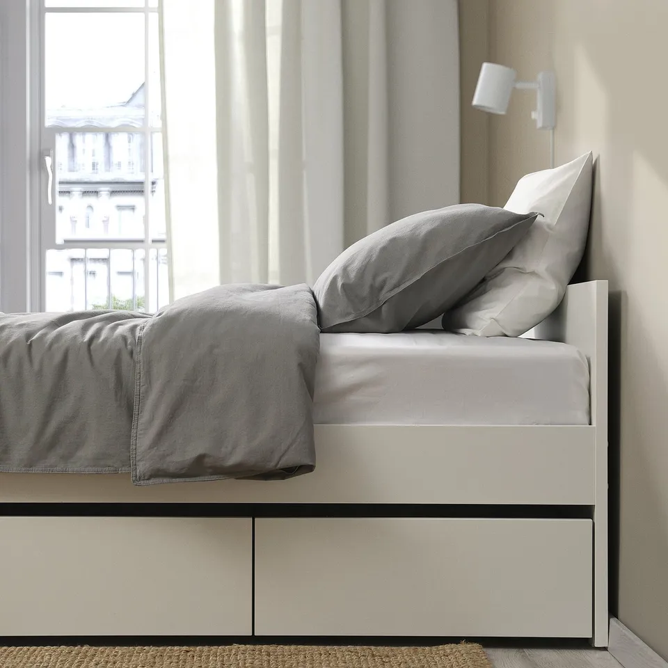 part: VIHALS bed frame with 2 storage boxes