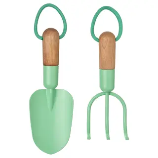 LÄRKAR 2-piece gardening set, birch/small light green